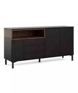 Mobile buffet nero 3 ante e 3 cassetti, 176x90x48 cm